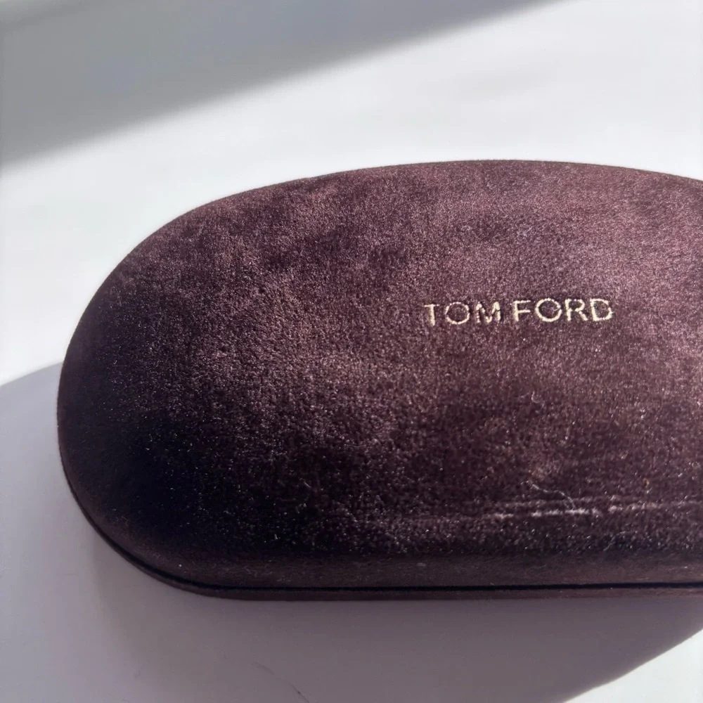 Tom Ford Velvet Sunglasses Case in Dark Brown with Gold Logo